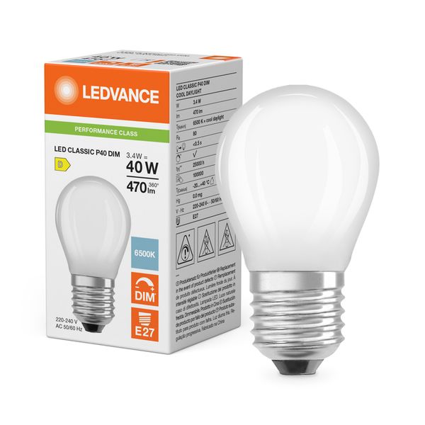 LED Classic P 40 Filament DIM P 3.4W 865 Frosted E27 - , изображение 5