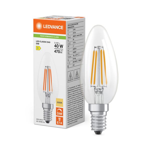 LED Classic B 40 Filament DIM P 3.4W 830 Clear E14 - , изображение 5