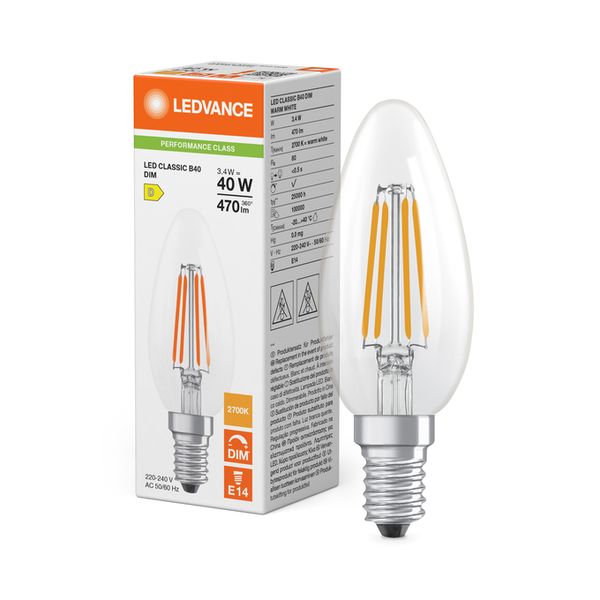 LED Classic B 40 Filament DIM P 3.4W 827 Clear E14 - , изображение 5