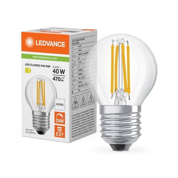 LED Classic P 40 Filament DIM P 3.4W 840 Clear E27 - , изображение 5