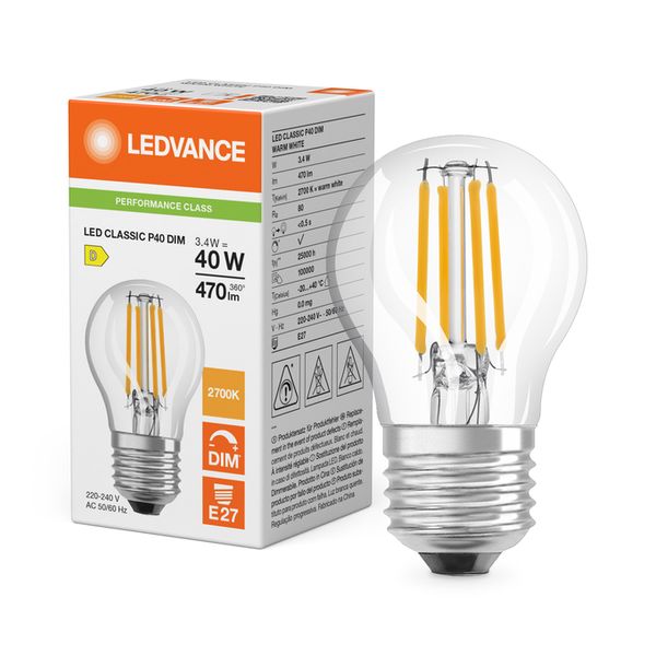 LED Classic P 40 Filament DIM P 3.4W 827 Clear E27 - , изображение 5