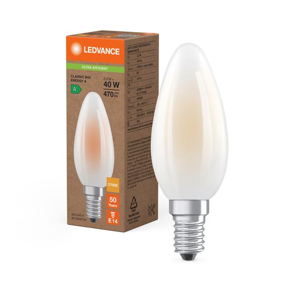 LED Classic B 40 Filament Energy efficiency class A S 2.2W 827 Frosted E14 - , изображение 5