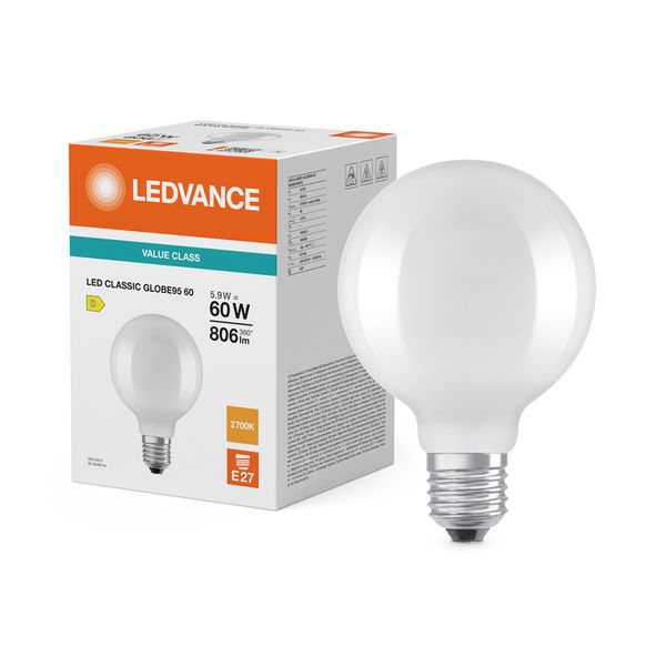 LED Classic Globe 95 60 Filament V 5.9W 827 Frosted E27 - , изображение 5