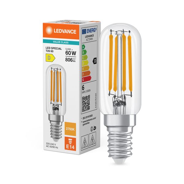 LED Special T26 60 300° Filament V 5.9W 827 Clear E14 - , изображение 5
