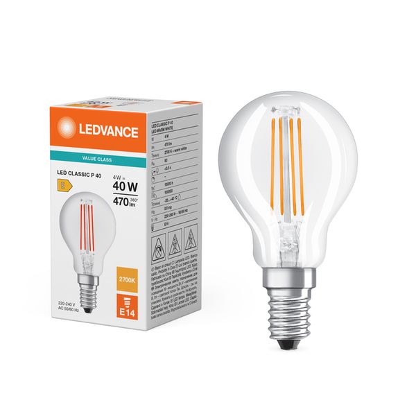 LED Classic P 40 Filament V 4W 827 Clear E14 - , изображение 5