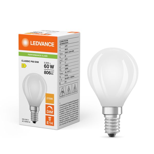LED Classic P 60 Filament DIM P 5.9W 827 Frosted E14 - , изображение 5