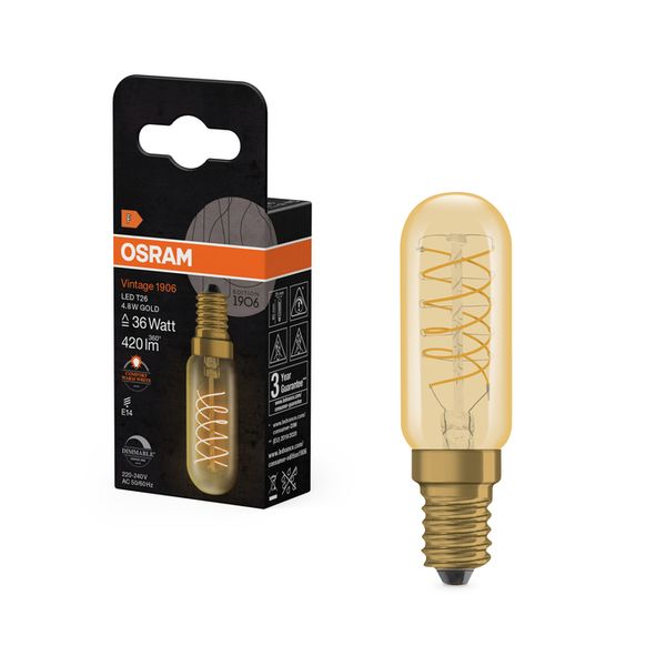 Vintage 1906 T26 36 Spiral Filament DIM 4.8W 822 Gold E14 - , изображение 13