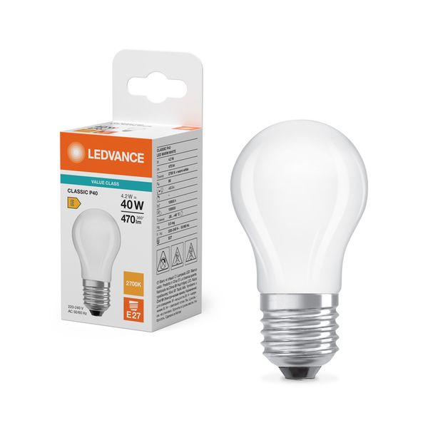 LED Classic P 40 Filament V 4.2W 827 Frosted E27 - , изображение 5