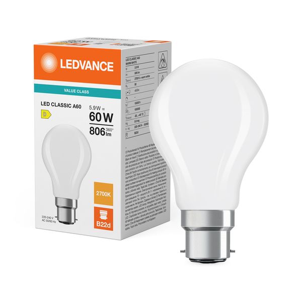 LED Classic A 60 Filament V 5.9W 827 Frosted B22d - , изображение 5