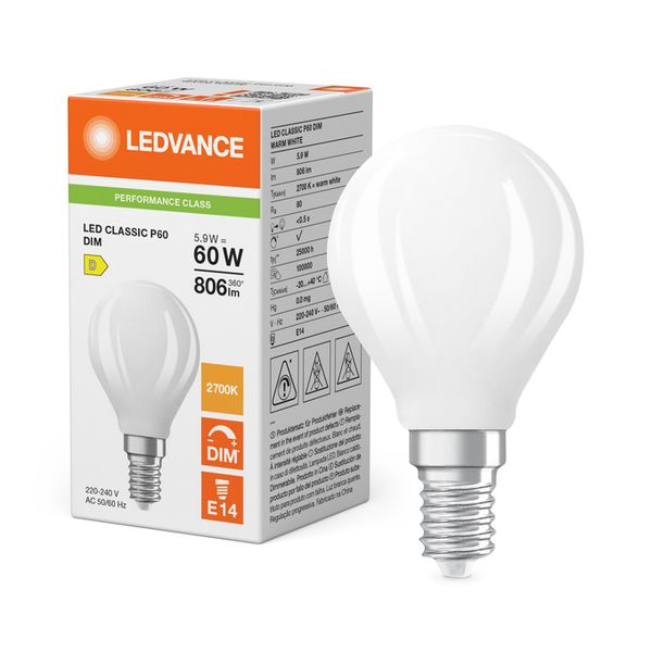 LED Classic P 60 Filament DIM P 5.9W 827 Frosted E14 - , изображение 5