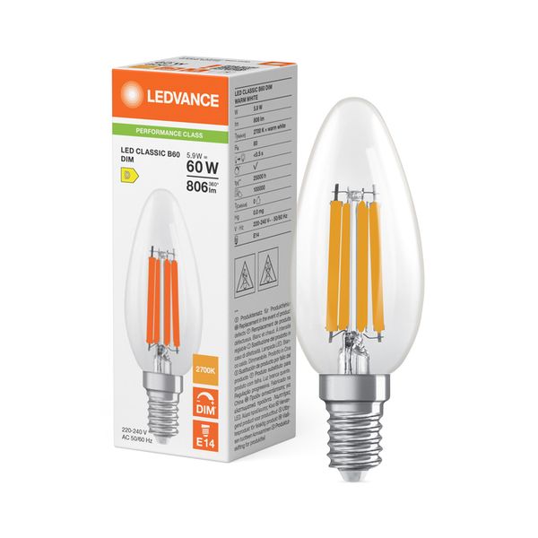 LED Classic B 60 Filament DIM P 5.9W 827 Clear E14 - , изображение 5