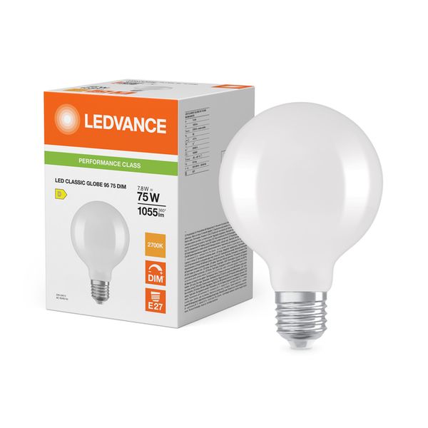 LED Classic Globe 95 75 Filament DIM P 7.8W 827 Frosted E27 - , изображение 5