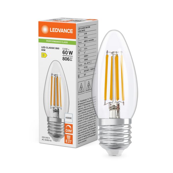 LED Classic B 60 Filament DIM P 5.9W 840 Clear E27 - , изображение 5