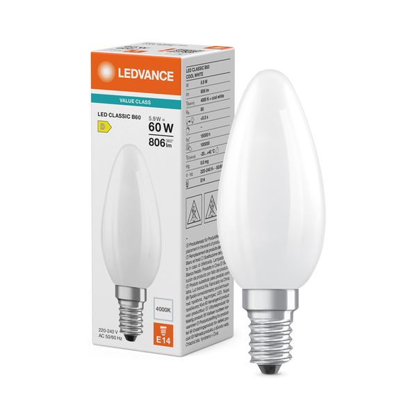 LED Classic B 60 Filament V 5.9W 840 Frosted E14 - , изображение 5