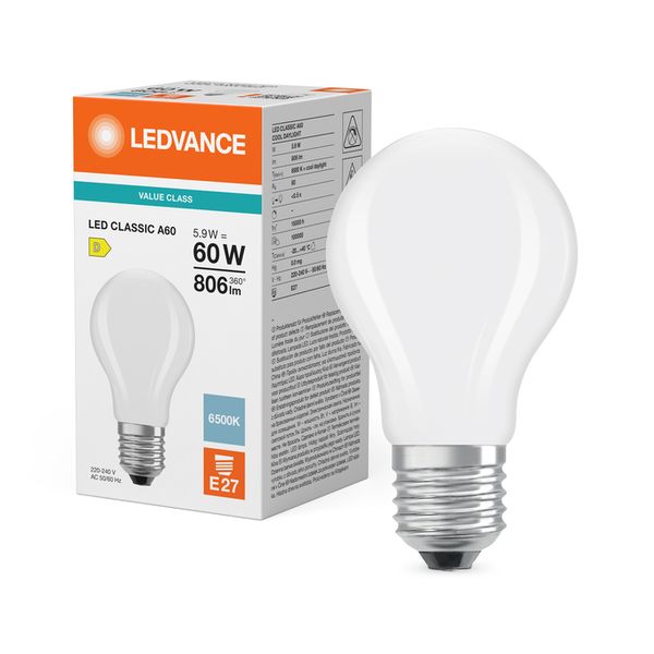 LED Classic A 60 Filament V 5.9W 865 Frosted E27 - , изображение 5