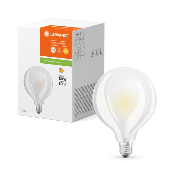 LED Classic Globe 95 60 Filament P 6.5W 827 Frosted E27 - , изображение 5