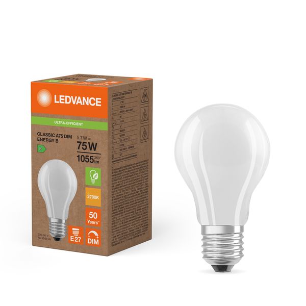LED Classic A 75 Filament DIM Energy efficiency class B S 5.7W 827 Frosted E27 - , изображение 5