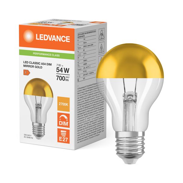 LED CLASSIC A 54 DIM COB P 7W 827 Mirror Gold E27 - , изображение 5