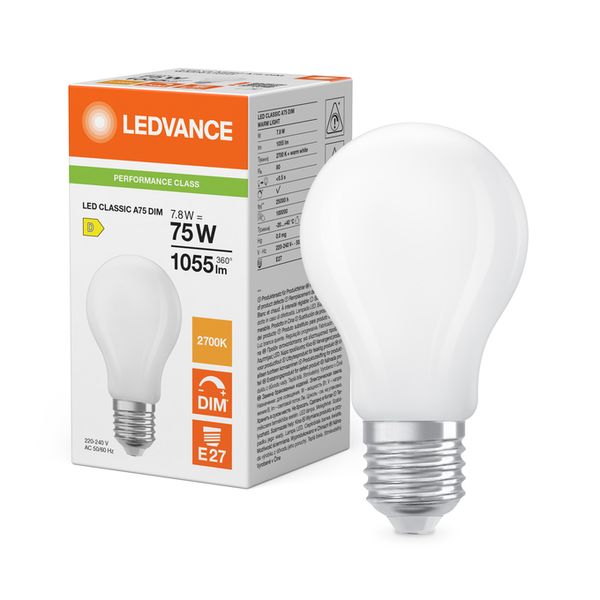 LED Classic A 75 Filament DIM P 7.5W 827 Frosted E27 - , изображение 5