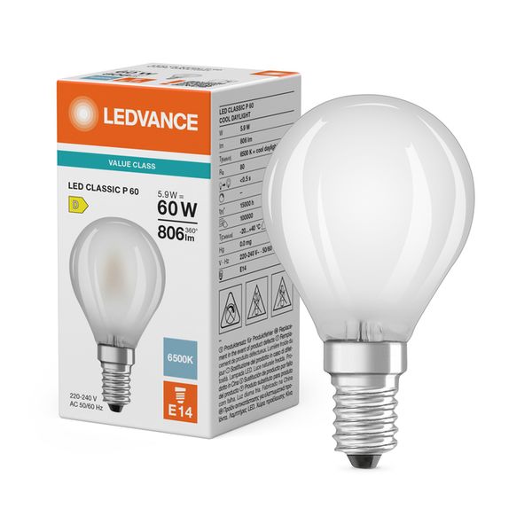 LED Classic P 60 Filament V 5.9W 865 Frosted E14 - , изображение 5