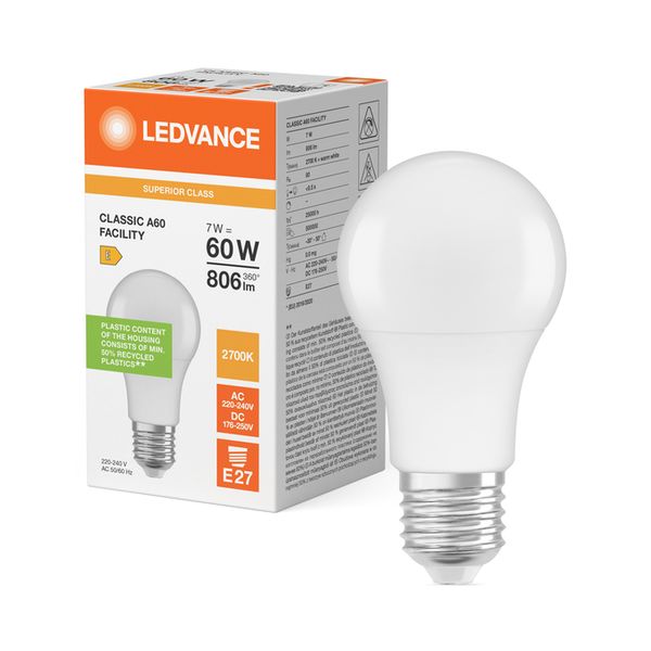 LED Classic A 60 Facility S 7W 827 Frosted E27 - , изображение 5