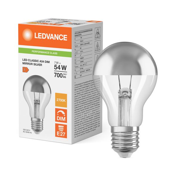LED CLASSIC A 54 DIM COB P 7W 827 Mirror Silver E27 - , изображение 5