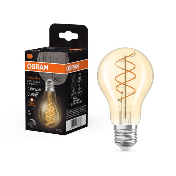 Vintage 1906 Classic A 60 Spiral Filament DIM 8W 922 Gold E27 - , изображение 13