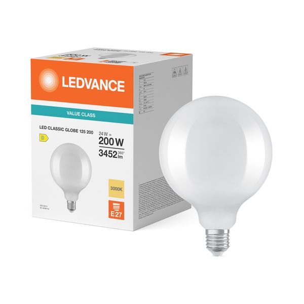 LED Classic Globe 125 200 Filament V 24W 830 Frosted E27 - , изображение 3