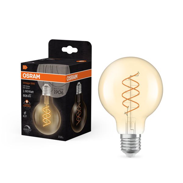 Vintage 1906 Globe 80 60 Spiral Filament DIM 8W 922 Gold E27 - , изображение 13