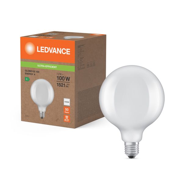 LED Classic Globe 125 100 Filament Energy efficiency class A S 7.2W 840 Frosted E27 - , изображение 3