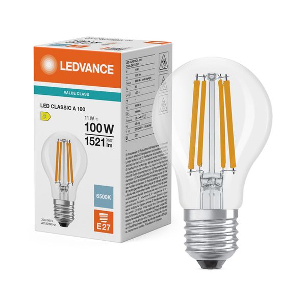 LED Classic A 100 Filament V 11W 865 Clear E27 - , изображение 5