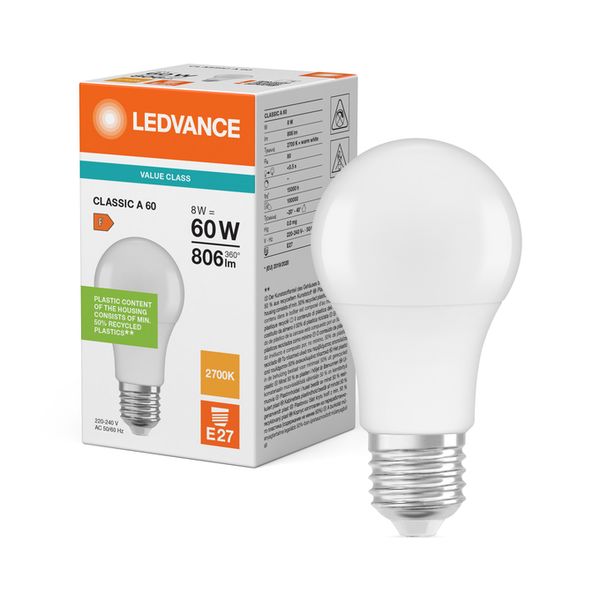 LED Classic A 60 V 8W 827 Frosted E27 - , изображение 5