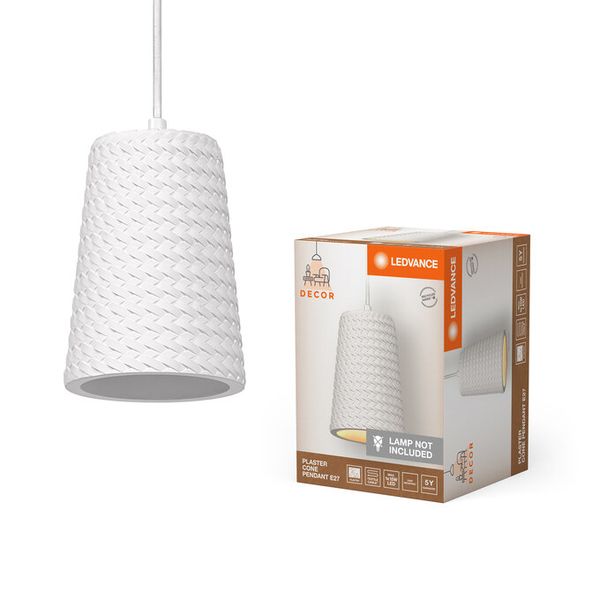Decor Plaster Cone Pendant E27 White - , изображение 2