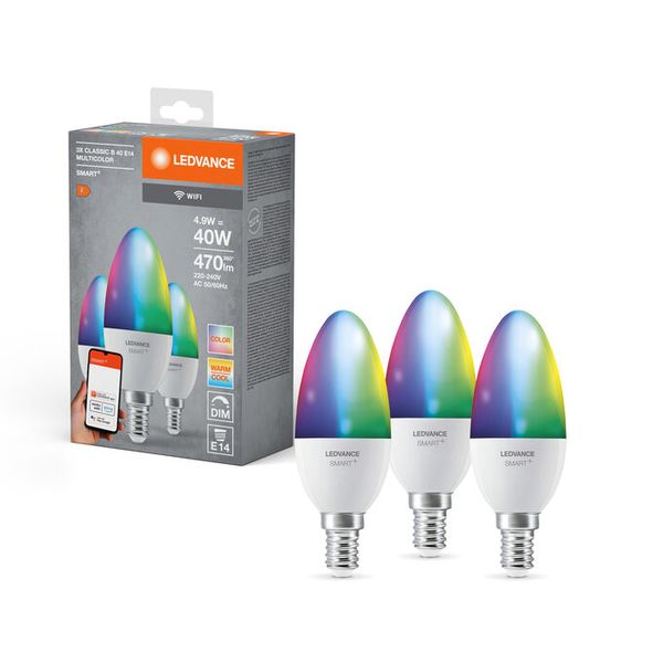 SMART WIFI B40 4,9W 230V RGBW FR E14 TRIPLE PACK - , изображение 5
