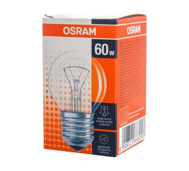 CLASSIC P CL 60W 230V E27 (шарик прозрачный d45x75) - лампа OSRAM - 