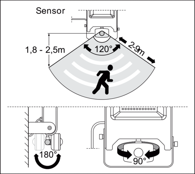 10W/4000K (=80W) СЕНСОР IP44 800Lm - Светодиодный прожектор с сенсором FLOODLIGHT VALUE LEDVANCE - , изображение 6