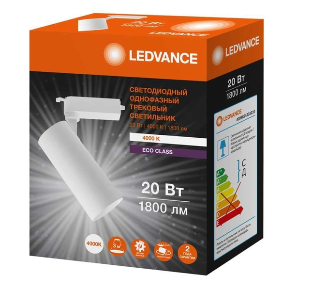 Трековый светильник ECO TRACKSP 1PH 20W 840 1800lm 36° WHITE RD IP20 1-фазный LEDVANCE - 