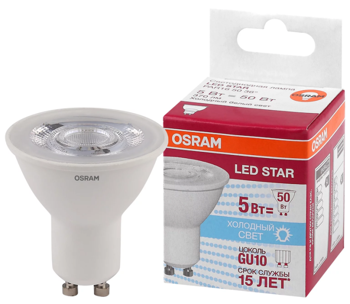 5W/840 (=50W) 36° GU10 LED Star - LED лампа OSRAM - , изображение 2