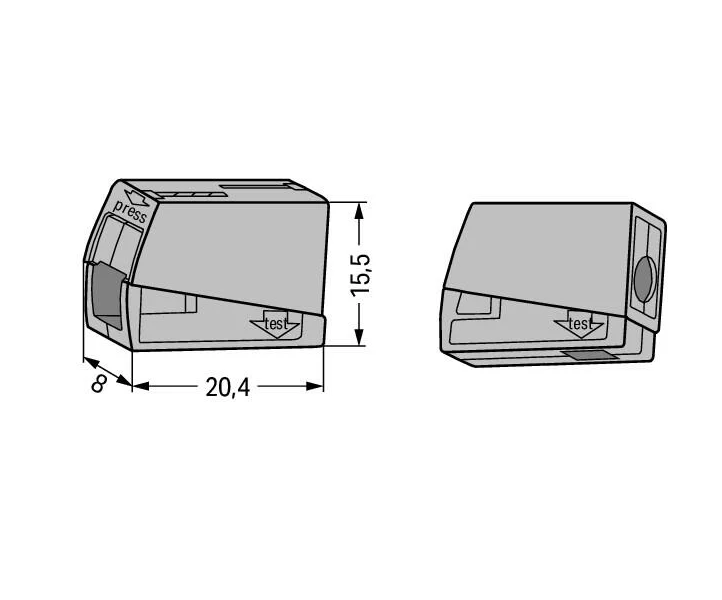 224- 101   2  конт., многоразовая, 24A 400V - клеммная колодка WAGO (100) - , изображение 2