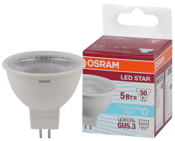 MR16 5W/850 (=50W) 110° 230V GU5.3 LED Star - LED лампа OSRAM - , изображение 2