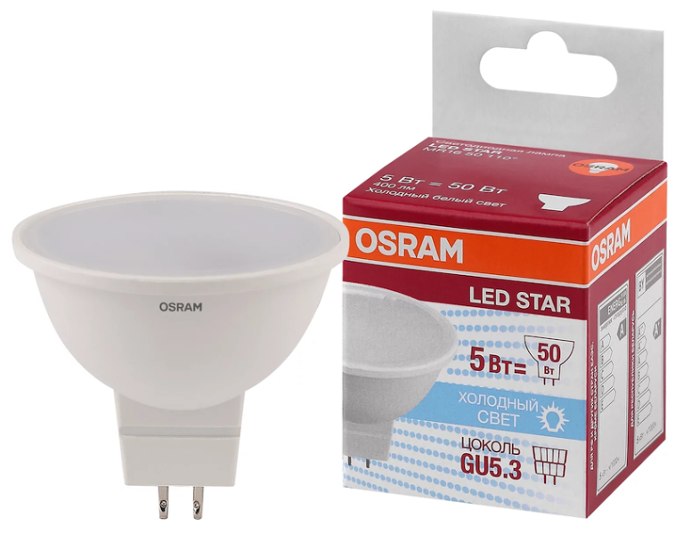 MR16 5W/840 (=50W) 110° 230V GU5.3 LED Star - LED лампа OSRAM - , изображение 2