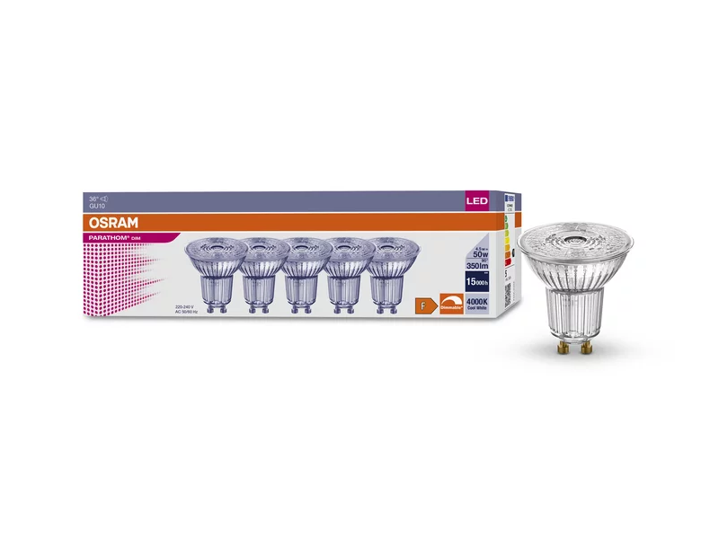 4.5W/940 (=50W) DIM GU10 230V 36°  PARATHOM PAR16 ( УПАК 5 ЛАМП ) - LED лампа OSRAM - , изображение 3