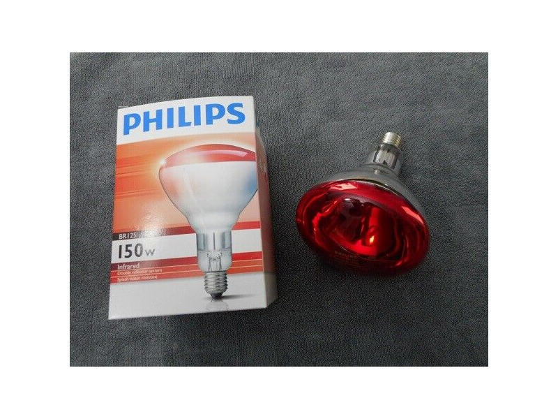 PHILIPS  R125  IR150RH  E27 230-250V d125x173 красная - инфракрасная лампа - , изображение 4