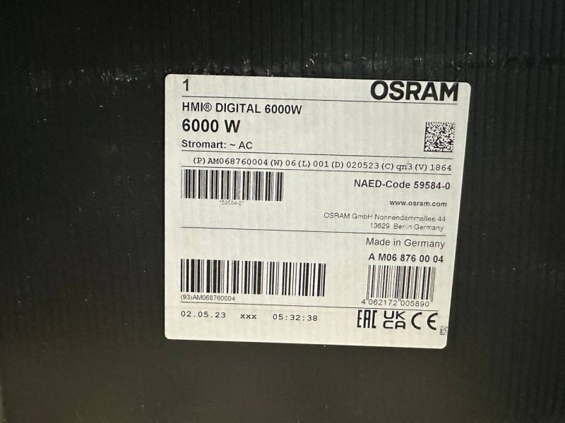 HMI  6000W/DIGITAL GX38  600000Lm  500h  6000K  d75*360mm - лампа OSRAM - , изображение 6