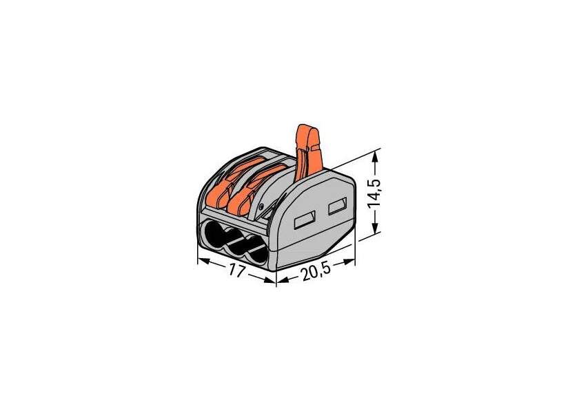 222-413   3 конт., многоразовая, 32A 400V - клеммная колодка WAGO (50) - , изображение 2