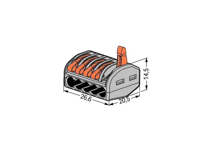 222-415   5 конт., многоразовая, 32A 400V - клеммная колодка WAGO (40) - , изображение 2