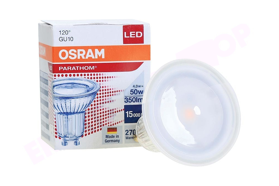 4.3W/827 (=50W) 120° GU10 350lm  PARATHOM Spot PAR16 - LED лампа OSRAM - , изображение 2